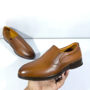 کفش چرم مردانه مدل بارسلون عسلی